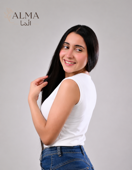 Basic Top Double Layer Sleeveless - WHITE