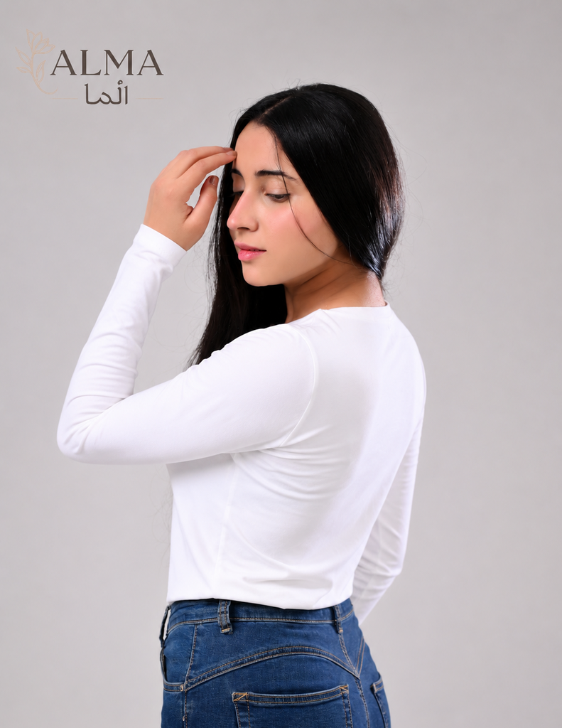 Basic Top Double Layer Full Sleeve - WHITE