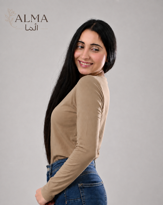 Basic Top Double Layer Full Sleeve - MOCHA