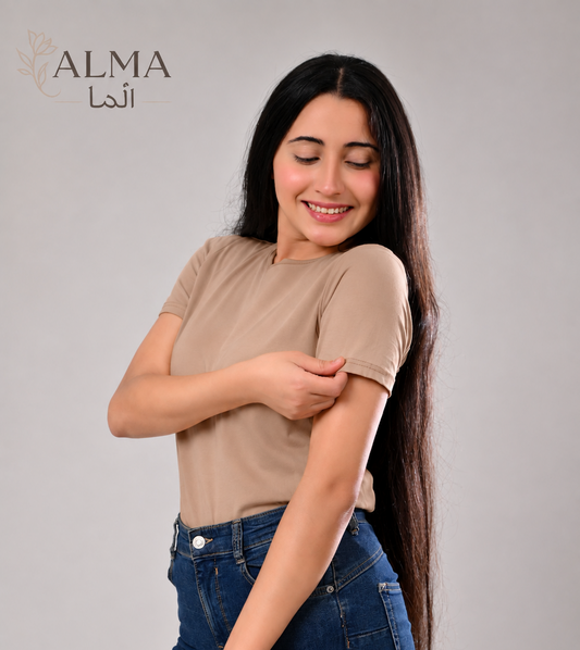 Basic Top Double Layer Short Sleeve - MOCHA