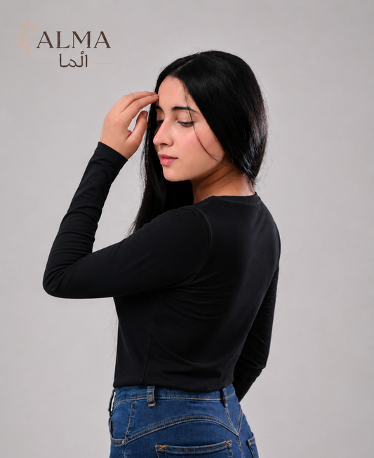 Basic Top Double Layer Full Sleeve - BLACK