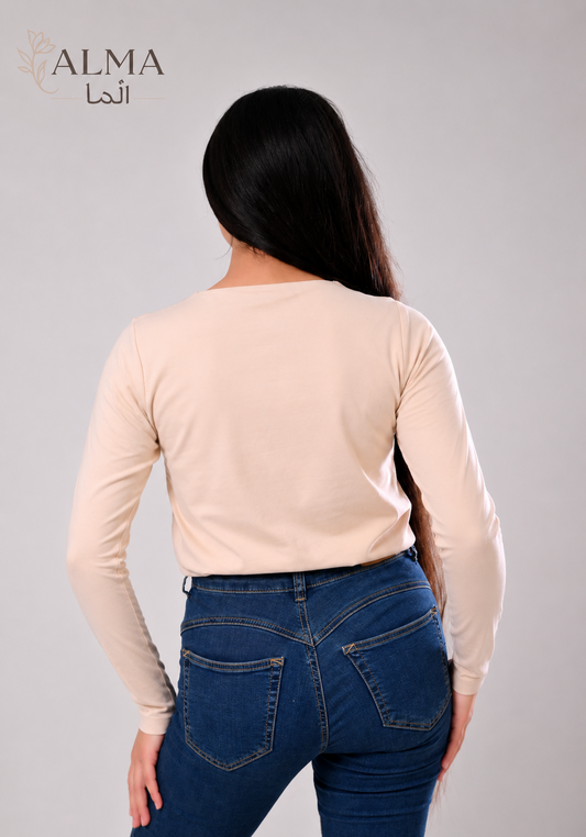 Basic Top Double Layer Full Sleeve - BEIGE