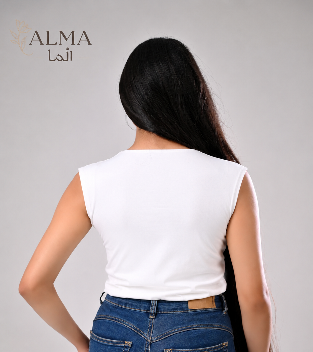 Basic Top Double Layer Sleeveless - WHITE
