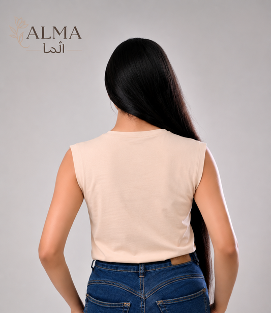 Basic Top Double Layer Sleeveless - BEIGE