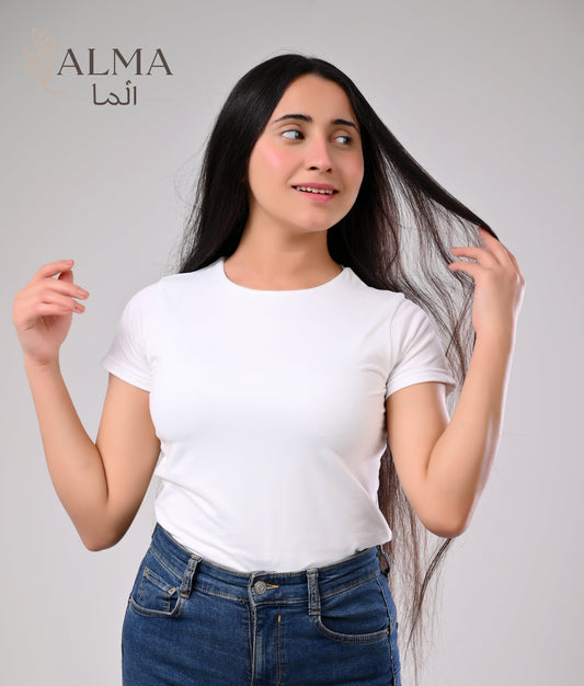 Basic Top Double Layer Short Sleeve - WHITE