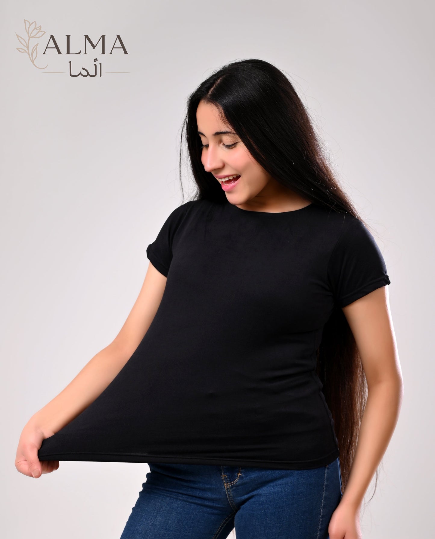 Basic Top Double Layer Short Sleeve - BLACK