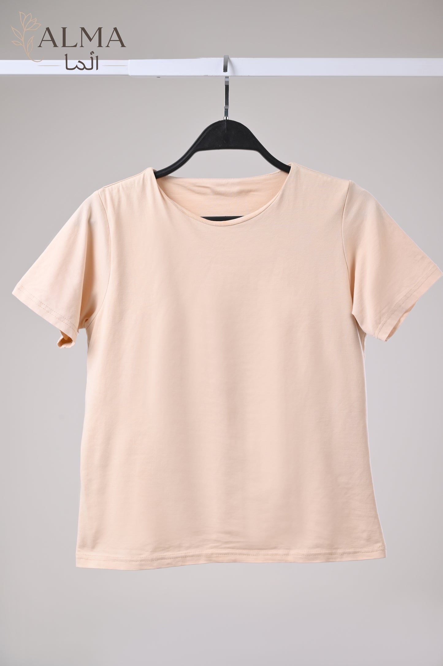Basic Top Double Layer Short Sleeve - BEIGE